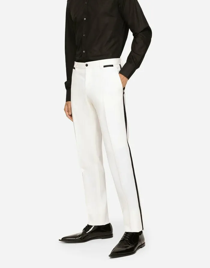 Dolce and Gabbana Suits And Blazers Men Doublebreasted Stretch Wool Siciliafit Tuxedo Suit White Dolce and Gabbana Suits And Blazers Men Doublebreasted Stretch Wool Siciliafit Tuxedo Suit White