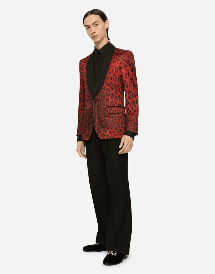 Dolce and Gabbana Suits And Blazers Men Leopardprint Satin Siciliafit Tuxedo Jacket Multicolor Dolce and Gabbana Suits And Blazers Men Leopardprint Satin Siciliafit Tuxedo Jacket Multicolor