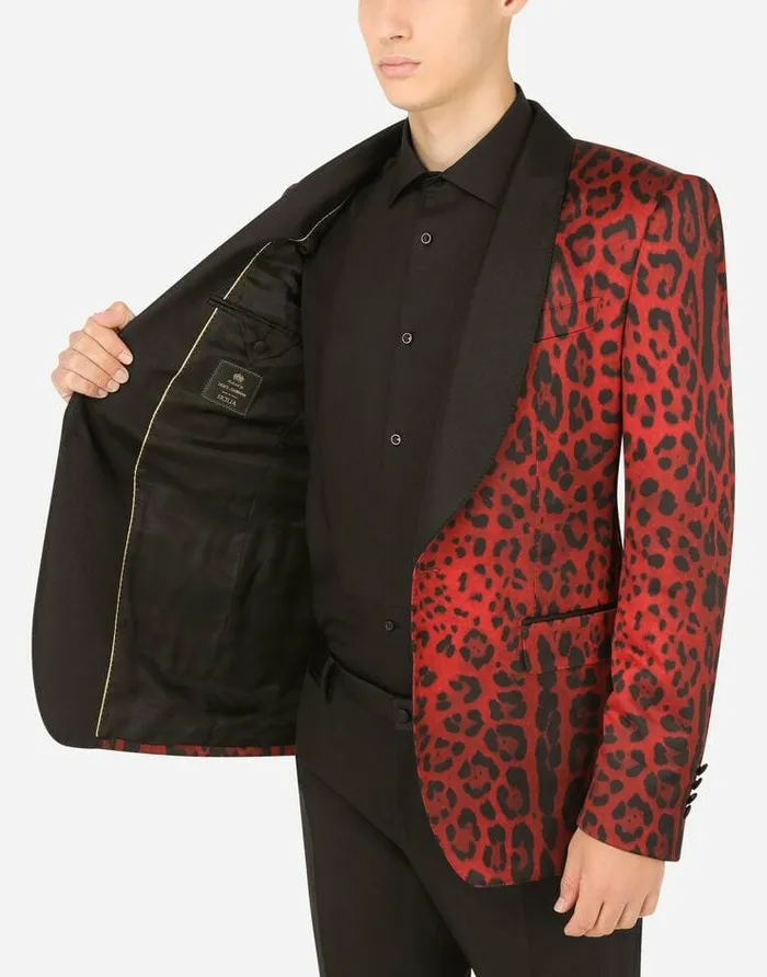 Dolce and Gabbana Suits And Blazers Men Leopardprint Satin Siciliafit Tuxedo Jacket Multicolor Dolce and Gabbana Suits And Blazers Men Leopardprint Satin Siciliafit Tuxedo Jacket Multicolor