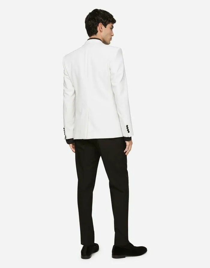 Dolce and Gabbana Suits And Blazers Men Stretch Wool Fabric Siciliafit Tuxedo Jacket White Dolce and Gabbana Suits And Blazers Men Stretch Wool Fabric Siciliafit Tuxedo Jacket White