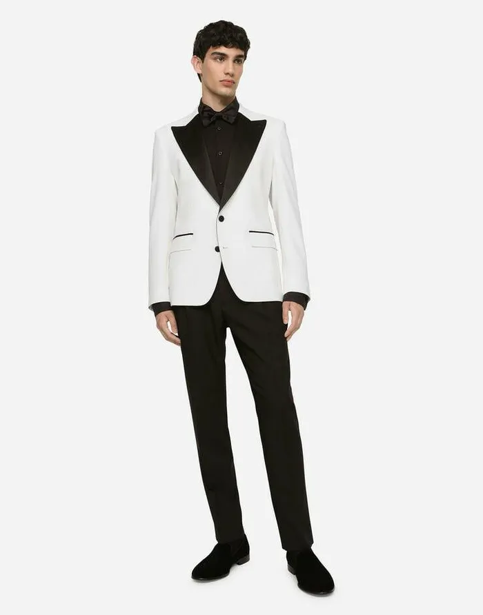 Dolce and Gabbana Suits And Blazers Men Stretch Wool Fabric Siciliafit Tuxedo Jacket White Dolce and Gabbana Suits And Blazers Men Stretch Wool Fabric Siciliafit Tuxedo Jacket White