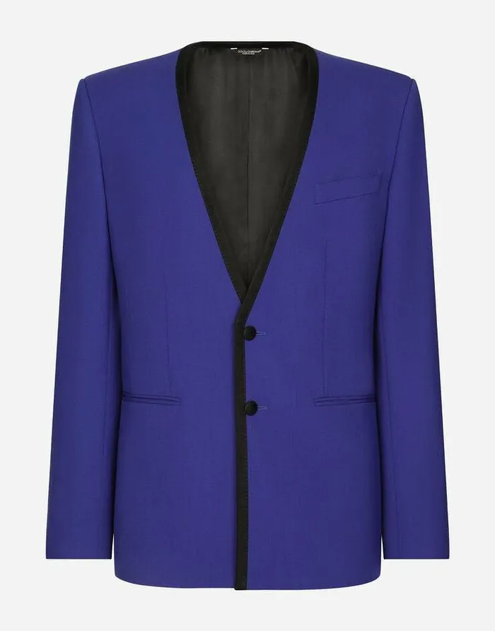 Dolce and Gabbana Suits And Blazers Men Stretch Wool Siciliafit Jacket Blue