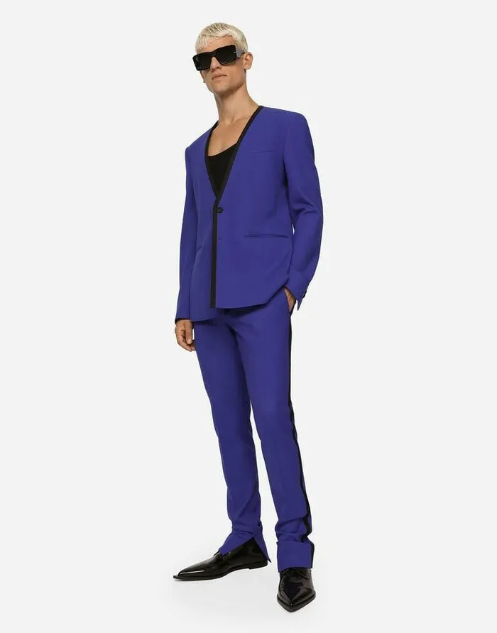 Dolce and Gabbana Suits And Blazers Men Stretch Wool Siciliafit Jacket Blue Dolce and Gabbana Suits And Blazers Men Stretch Wool Siciliafit Jacket Blue