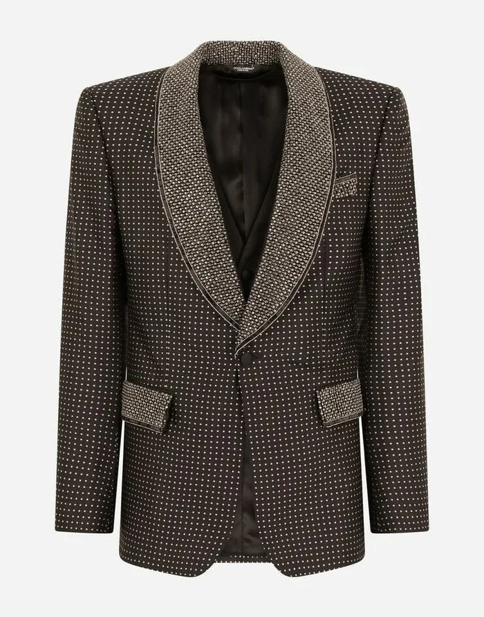 Dolce and Gabbana Suits And Blazers Men Threepiece Jacquard Casinfit Suit With Rhinestones Multicolor Dolce and Gabbana Suits And Blazers Men Threepiece Jacquard Casinfit Suit With Rhinestones Multicolor