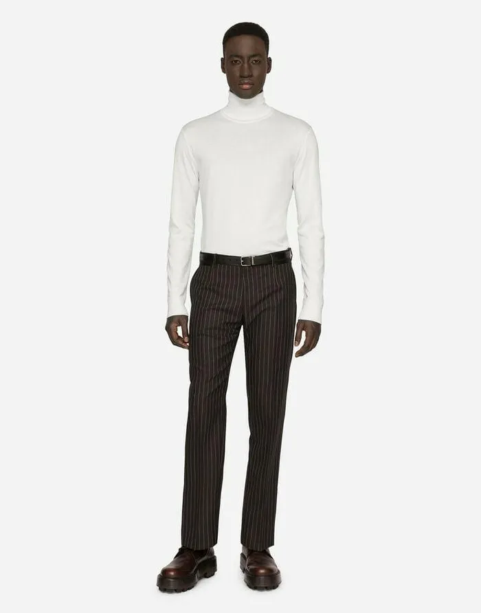 Dolce and Gabbana Sweaters And Cardigans Men Cashmere And Silk Turtleneck Sweater White Dolce and Gabbana Sweaters And Cardigans Men Cashmere And Silk Turtleneck Sweater White