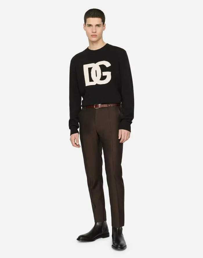 Dolce and Gabbana Sweaters And Cardigans Men Cashmere Jacquard Roundneck Sweater With DG Logo Multicolor Dolce and Gabbana Sweaters And Cardigans Men Cashmere Jacquard Roundneck Sweater With DG Logo Multicolor