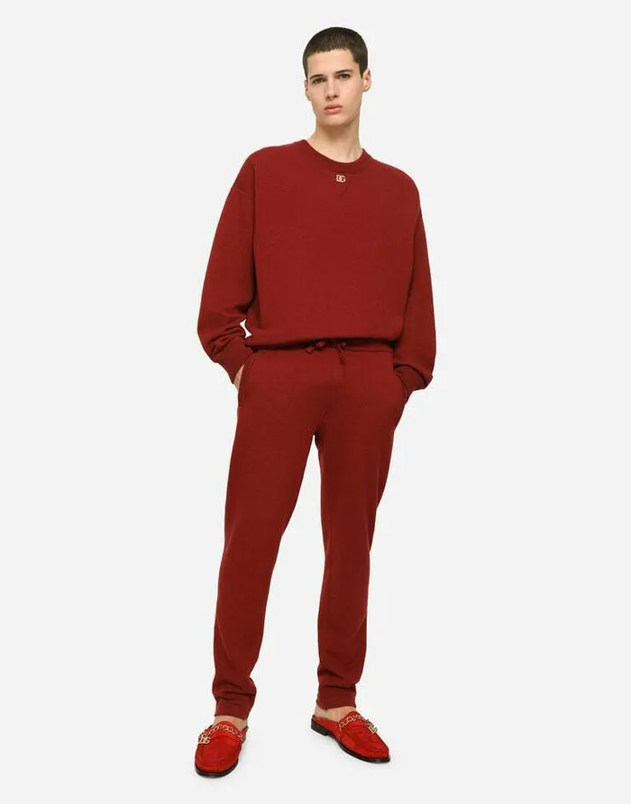 Dolce and Gabbana Sweaters And Cardigans Men Cashmere Roundneck Sweater With DG Logo Bordeaux Dolce and Gabbana Sweaters And Cardigans Men Cashmere Roundneck Sweater With DG Logo Bordeaux