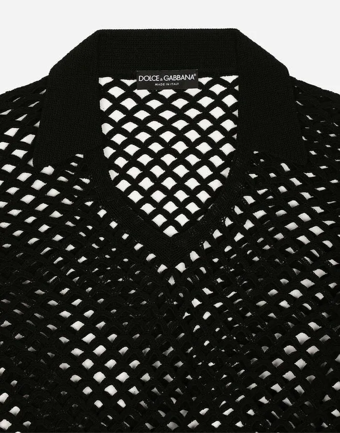 Dolce and Gabbana Sweaters And Cardigans Men Cotton Poloshirt Black Dolce and Gabbana Sweaters And Cardigans Men Cotton Poloshirt Black