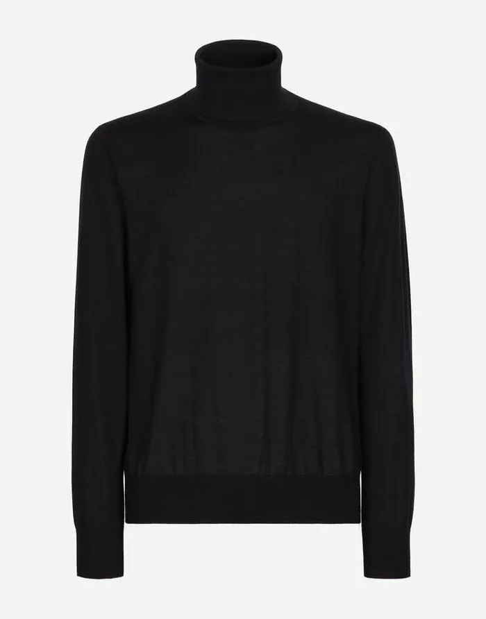 Dolce and Gabbana Sweaters And Cardigans Men Extrafine Cashmere Turtleneck Sweater Blue Dolce and Gabbana Sweaters And Cardigans Men Extrafine Cashmere Turtleneck Sweater Blue