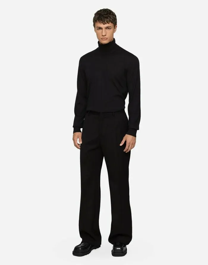 Dolce and Gabbana Sweaters And Cardigans Men Extrafine Cashmere Turtleneck Sweater Blue Dolce and Gabbana Sweaters And Cardigans Men Extrafine Cashmere Turtleneck Sweater Blue