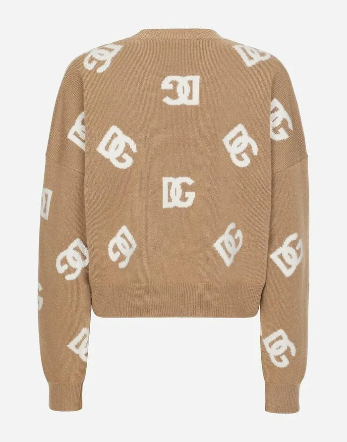 Dolce and Gabbana Sweaters And Cardigans Women Cropped Wool Sweater With DG Inlay Multicolor Dolce and Gabbana Sweaters And Cardigans Women Cropped Wool Sweater With DG Inlay Multicolor