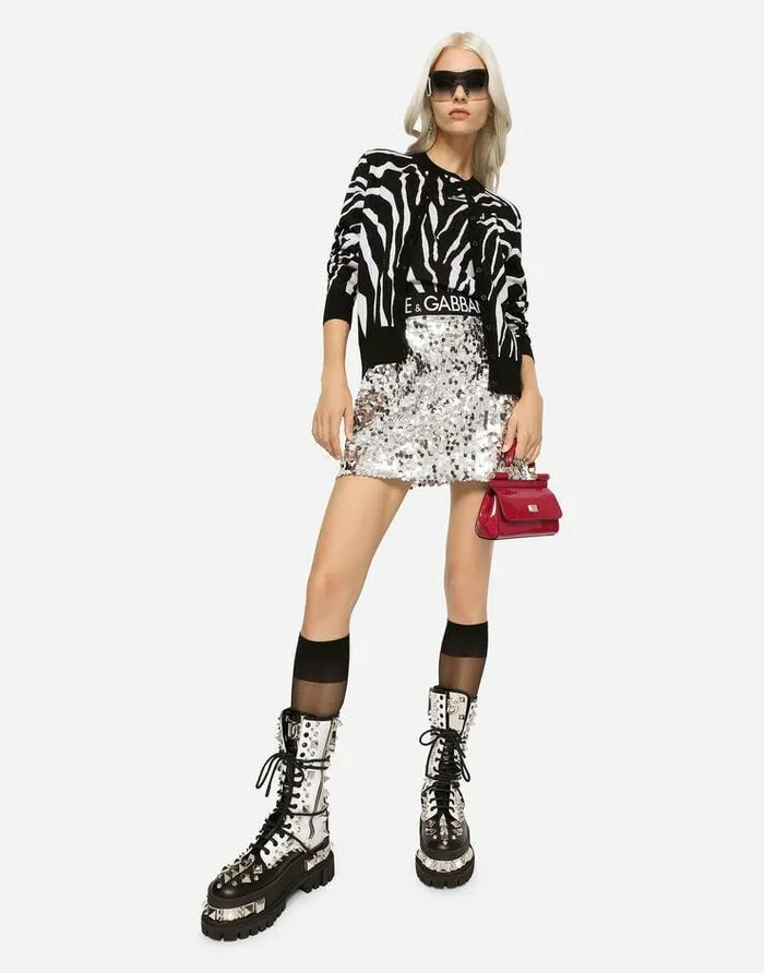 Dolce and Gabbana Sweaters And Cardigans Women Zebradesign Jacquard Cardigan In Wool And Silk Multicolor Dolce and Gabbana Sweaters And Cardigans Women Zebradesign Jacquard Cardigan In Wool And Silk Multicolor