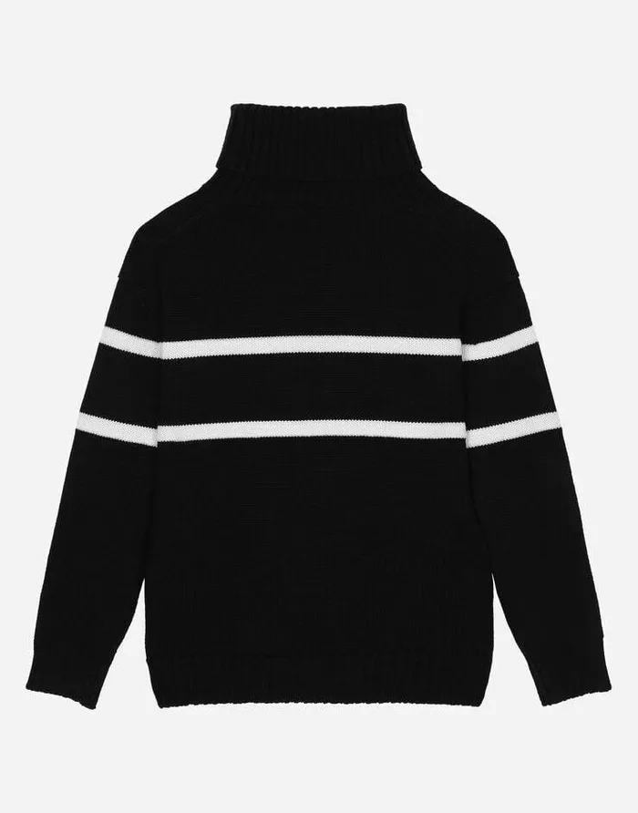 Dolce and Gabbana Sweaters Children Turtleneck Sweater With Logo Inlay Multicolor Dolce and Gabbana Sweaters Children Turtleneck Sweater With Logo Inlay Multicolor