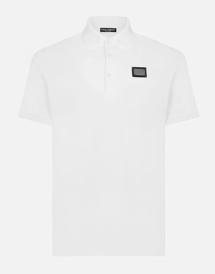 Dolce and Gabbana TShirts And Polos Men Cotton Piqu Poloshirt With Branded Tag White