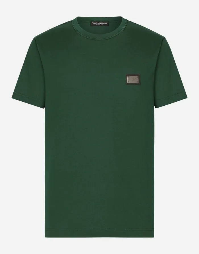 Dolce and Gabbana TShirts And Polos Men Cotton Tshirt With Branded Tag Multicolor