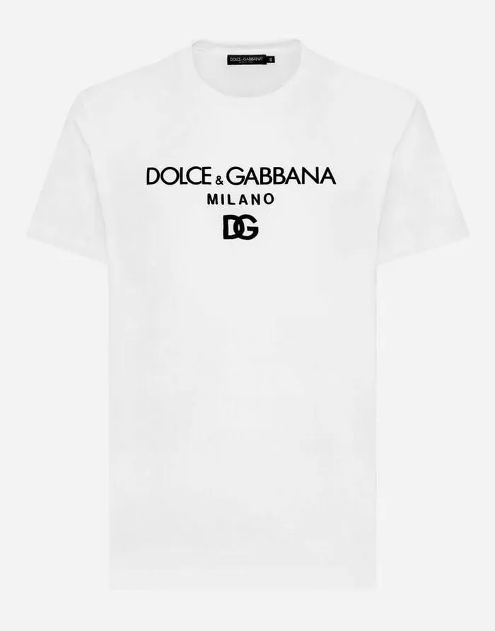 Dolce and Gabbana TShirts And Polos Men Cotton Tshirt With DG Embroidery White Dolce and Gabbana TShirts And Polos Men Cotton Tshirt With DG Embroidery White