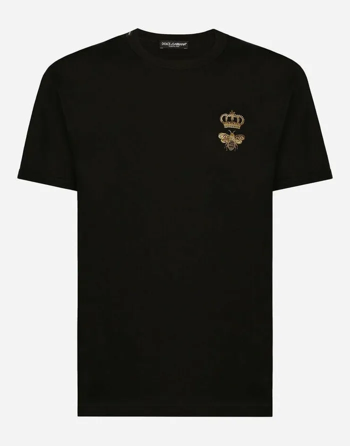 Dolce and Gabbana TShirts And Polos Men Cotton Tshirt With Embroidery Multicolor