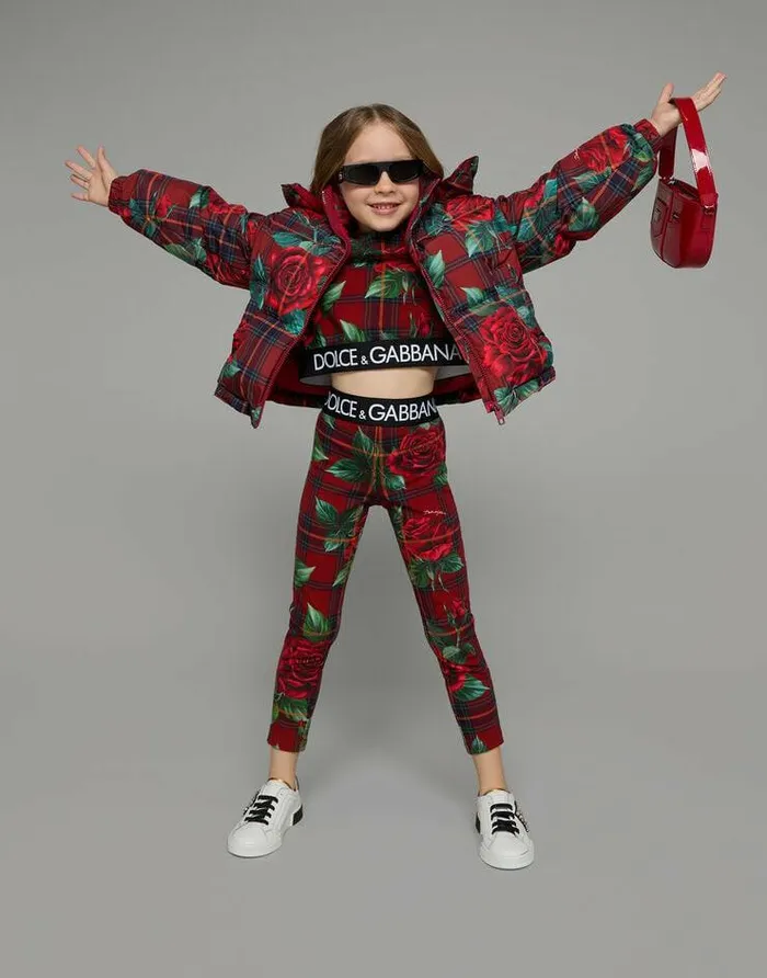 Dolce and Gabbana TShirts And Sweatshirts Children Interlock Tshirt With Branded Elasticated Waistband Red Dolce and Gabbana TShirts And Sweatshirts Children Interlock Tshirt With Branded Elasticated Waistband Red