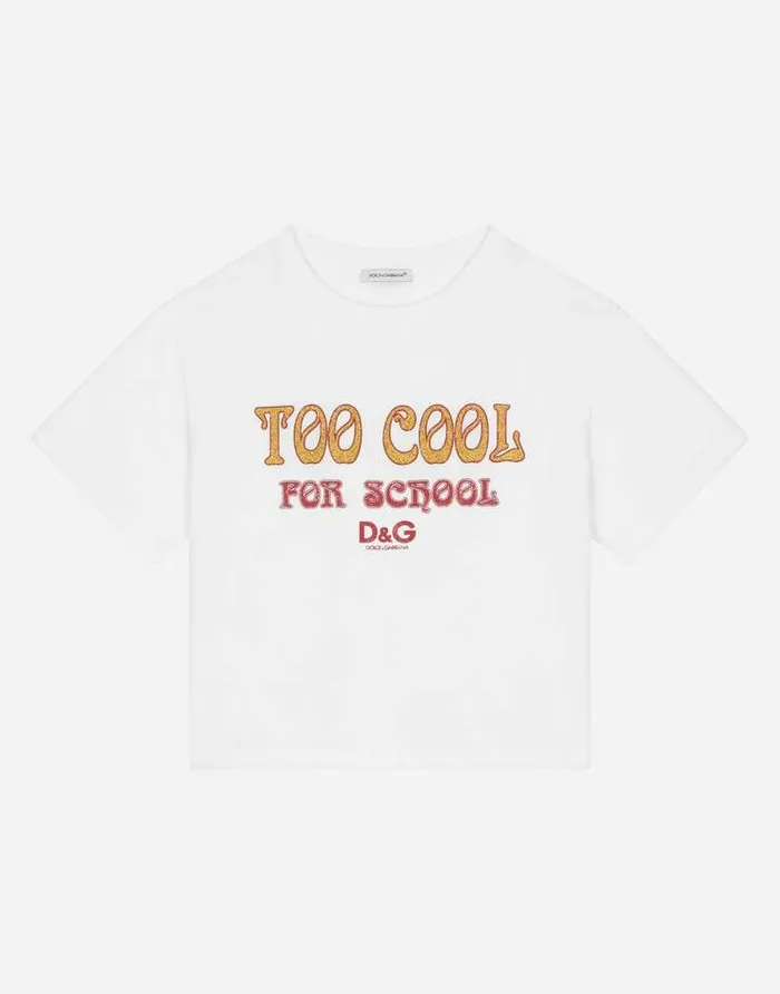 Dolce and Gabbana TShirts And Sweatshirts Children Jersey Tshirt With Print White