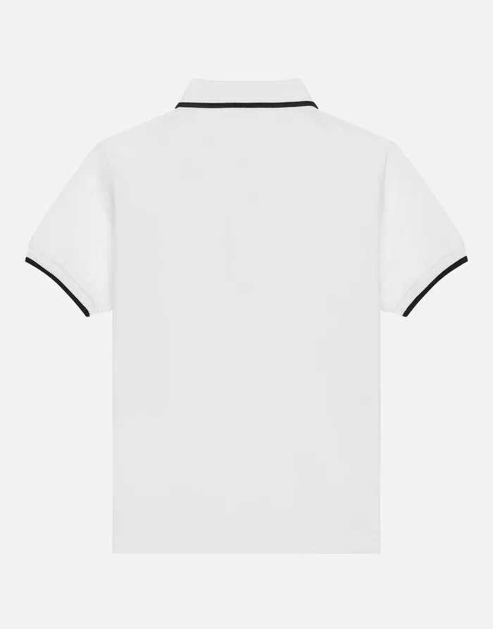 Dolce and Gabbana TShirts And Sweatshirts Children Piqu Poloshirt With DG Logo Embroidery White