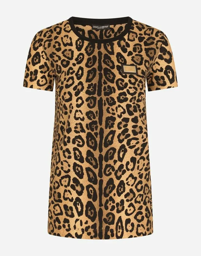 Dolce and Gabbana TShirts And Sweatshirts Women Shortsleeved Leopardprint Jersey Tshirt Multicolor Dolce and Gabbana TShirts And Sweatshirts Women Shortsleeved Leopardprint Jersey Tshirt Multicolor