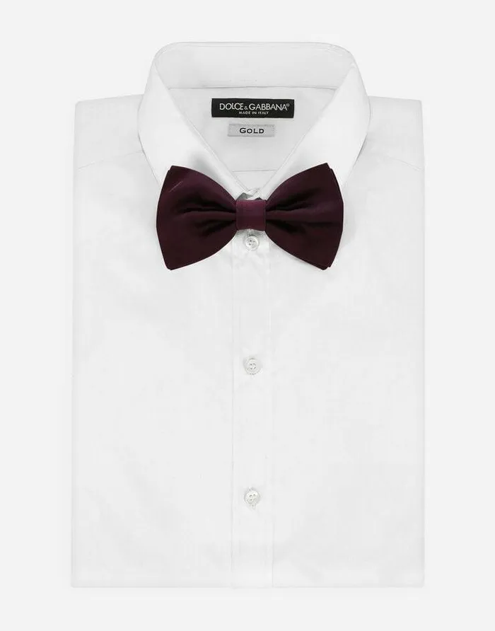 Dolce and Gabbana Ties And Pocket Squares Men Silk Satin Bow Tie Purple