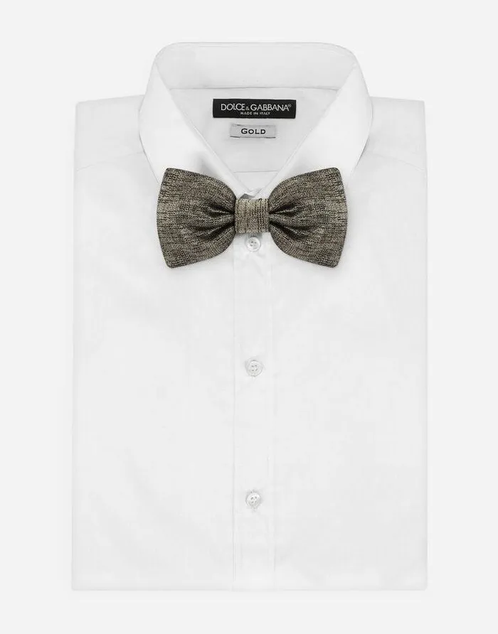 Dolce and Gabbana Ties And Pocket Squares Men Tieprint Silk Jacquard Bow Tie Silver Dolce and Gabbana Ties And Pocket Squares Men Tieprint Silk Jacquard Bow Tie Silver