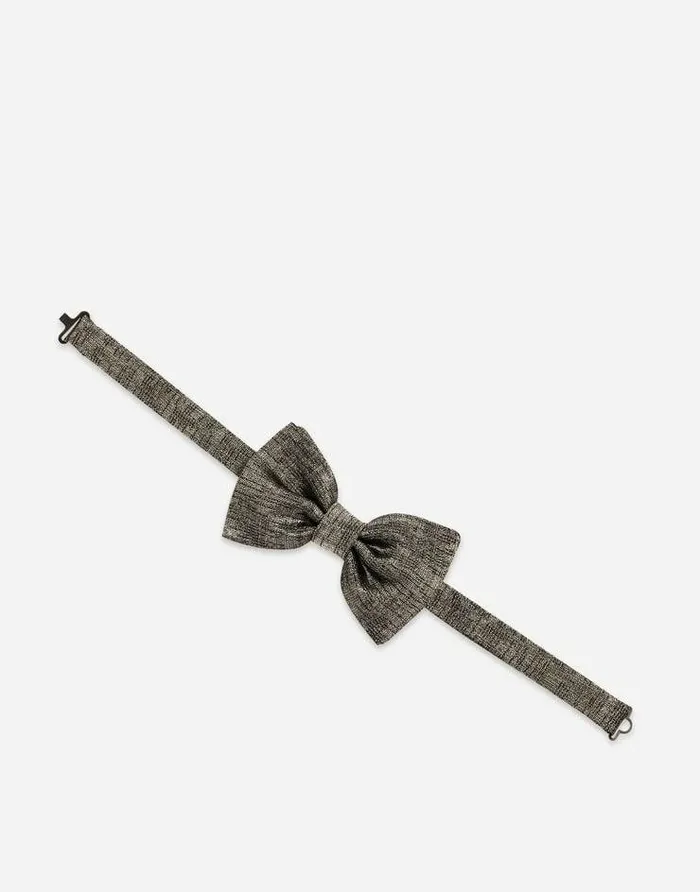 Dolce and Gabbana Ties And Pocket Squares Men Tieprint Silk Jacquard Bow Tie Silver Dolce and Gabbana Ties And Pocket Squares Men Tieprint Silk Jacquard Bow Tie Silver