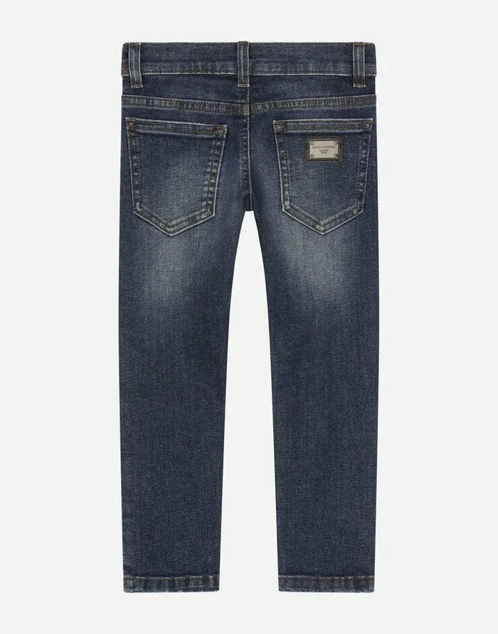 Dolce and Gabbana Trousers And Shorts Children Blue Wash Slimfit Stretch Denim Jeans Blue Dolce and Gabbana Trousers And Shorts Children Blue Wash Slimfit Stretch Denim Jeans Blue