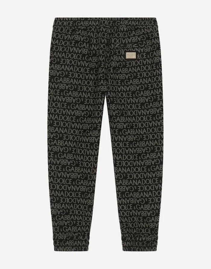 Dolce and Gabbana Trousers And Shorts Children Cotton Sports Pants With Jacquard Logo Multicolor Dolce and Gabbana Trousers And Shorts Children Cotton Sports Pants With Jacquard Logo Multicolor