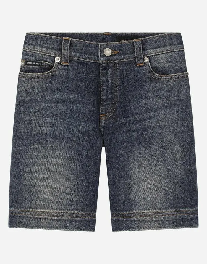 Dolce and Gabbana Trousers And Shorts Children Washed Stretch Denim Shorts Multicolor Dolce and Gabbana Trousers And Shorts Children Washed Stretch Denim Shorts Multicolor