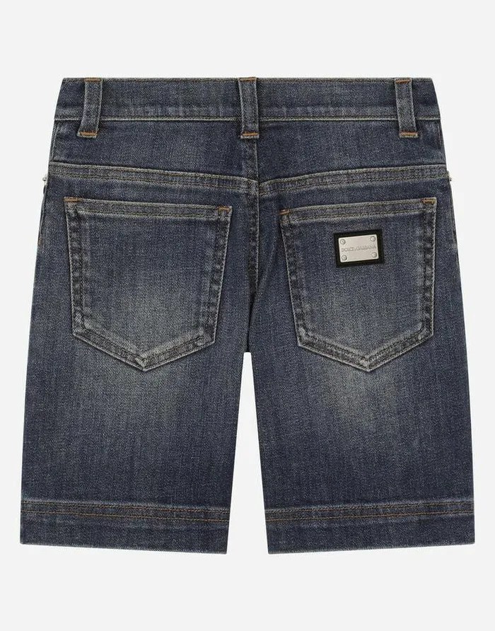 Dolce and Gabbana Trousers And Shorts Children Washed Stretch Denim Shorts Multicolor Dolce and Gabbana Trousers And Shorts Children Washed Stretch Denim Shorts Multicolor