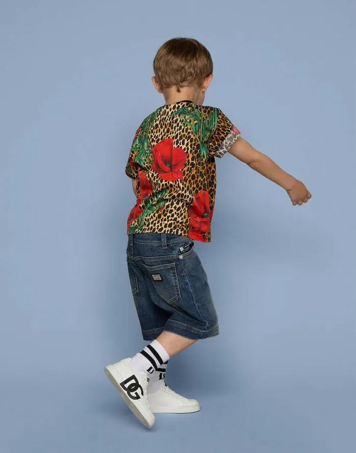 Dolce and Gabbana Trousers And Shorts Children Washed Stretch Denim Shorts Multicolor Dolce and Gabbana Trousers And Shorts Children Washed Stretch Denim Shorts Multicolor