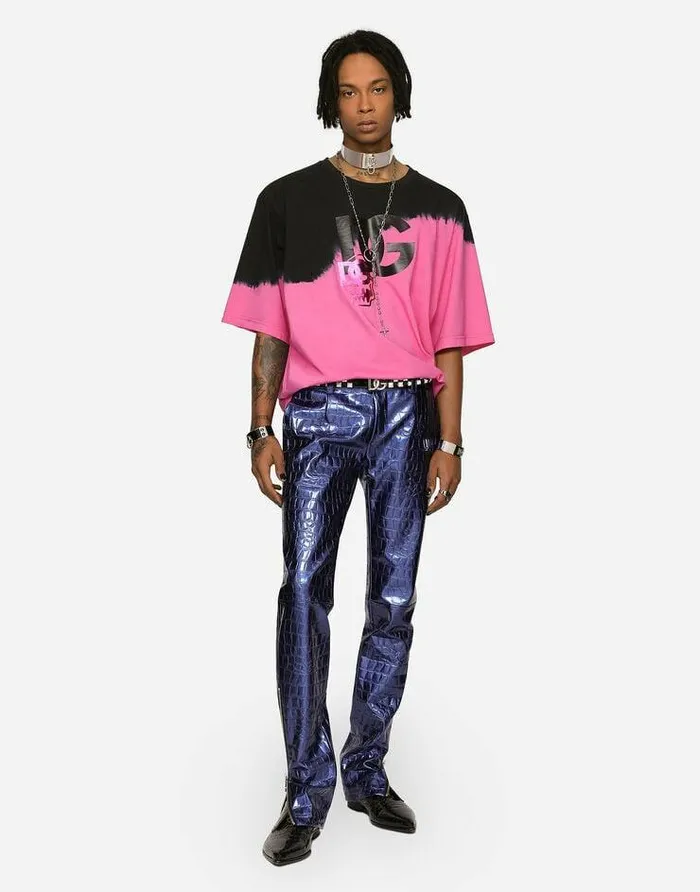 Dolce and Gabbana Trousers And Shorts Men Alligatorprint Technical Fabric Pants Blue Dolce and Gabbana Trousers And Shorts Men Alligatorprint Technical Fabric Pants Blue