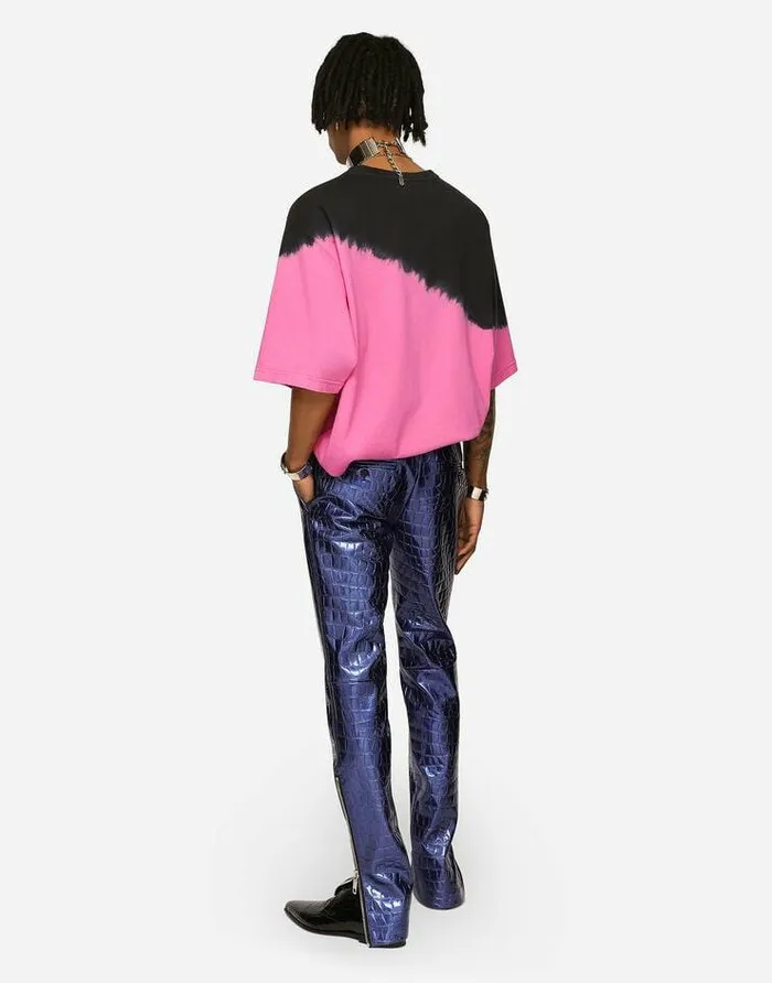 Dolce and Gabbana Trousers And Shorts Men Alligatorprint Technical Fabric Pants Blue Dolce and Gabbana Trousers And Shorts Men Alligatorprint Technical Fabric Pants Blue