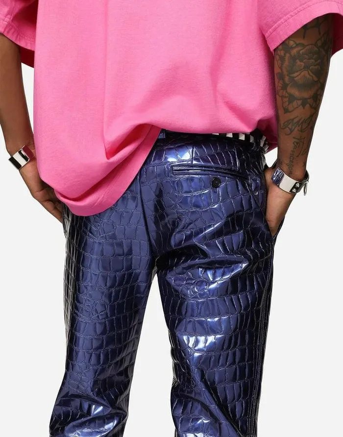 Dolce and Gabbana Trousers And Shorts Men Alligatorprint Technical Fabric Pants Blue Dolce and Gabbana Trousers And Shorts Men Alligatorprint Technical Fabric Pants Blue