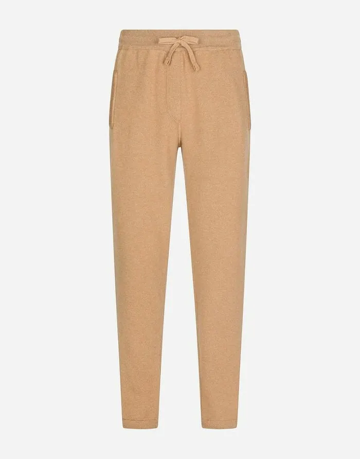 Dolce and Gabbana Trousers And Shorts Men Cashmere Jogging Pants With DG Logo Beige Dolce and Gabbana Trousers And Shorts Men Cashmere Jogging Pants With DG Logo Beige