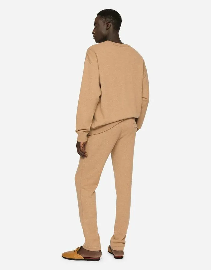 Dolce and Gabbana Trousers And Shorts Men Cashmere Jogging Pants With DG Logo Beige Dolce and Gabbana Trousers And Shorts Men Cashmere Jogging Pants With DG Logo Beige