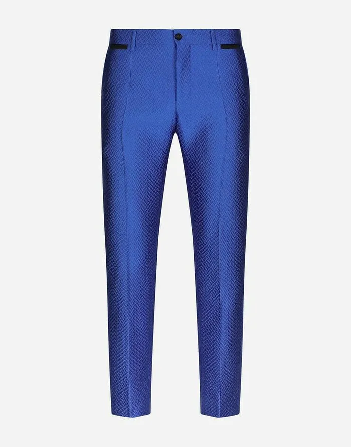 Dolce and Gabbana Trousers And Shorts Men Herringboneeffect Jacquard Pants Multicolor Dolce and Gabbana Trousers And Shorts Men Herringboneeffect Jacquard Pants Multicolor