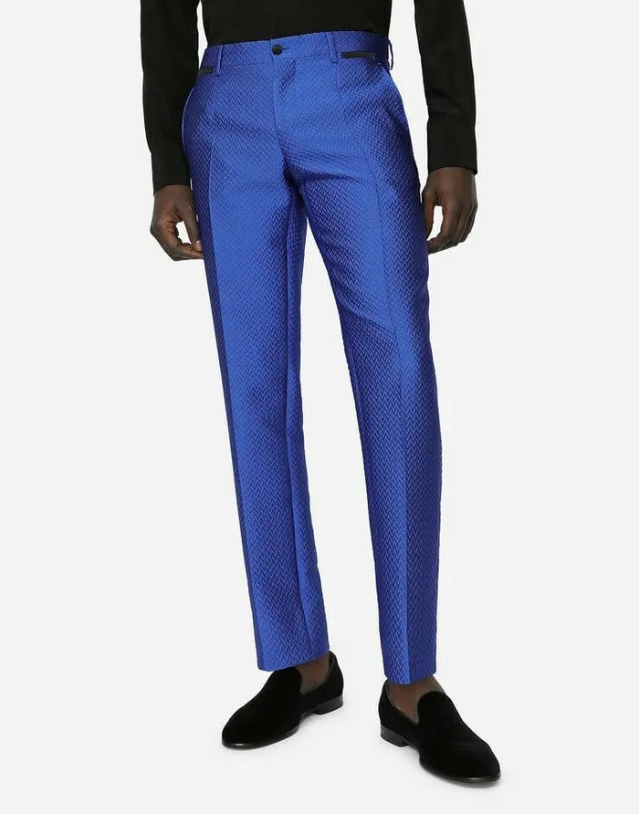 Dolce and Gabbana Trousers And Shorts Men Herringboneeffect Jacquard Pants Multicolor Dolce and Gabbana Trousers And Shorts Men Herringboneeffect Jacquard Pants Multicolor