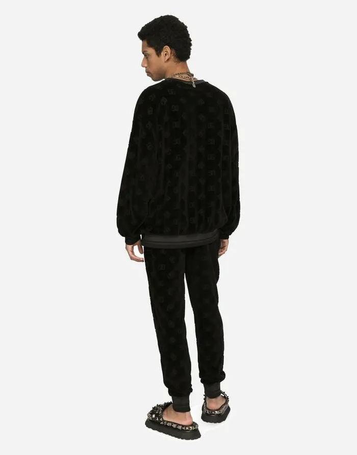 Dolce and Gabbana Trousers And Shorts Men Jersey Jacquard Jogging Pants With DG Logo Black Dolce and Gabbana Trousers And Shorts Men Jersey Jacquard Jogging Pants With DG Logo Black