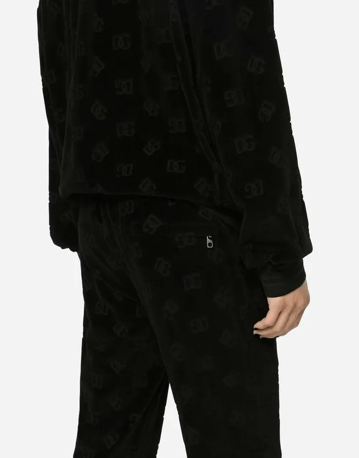 Dolce and Gabbana Trousers And Shorts Men Jersey Jacquard Jogging Pants With DG Logo Black Dolce and Gabbana Trousers And Shorts Men Jersey Jacquard Jogging Pants With DG Logo Black