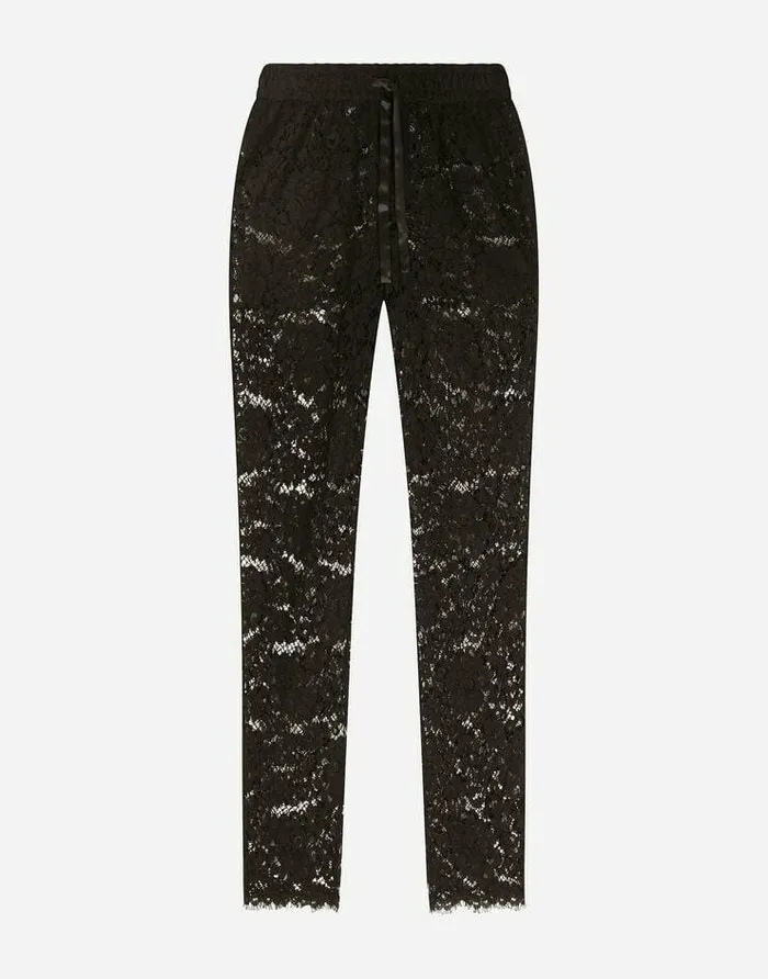 Dolce and Gabbana Trousers And Shorts Men Lace Jogging Pants Black