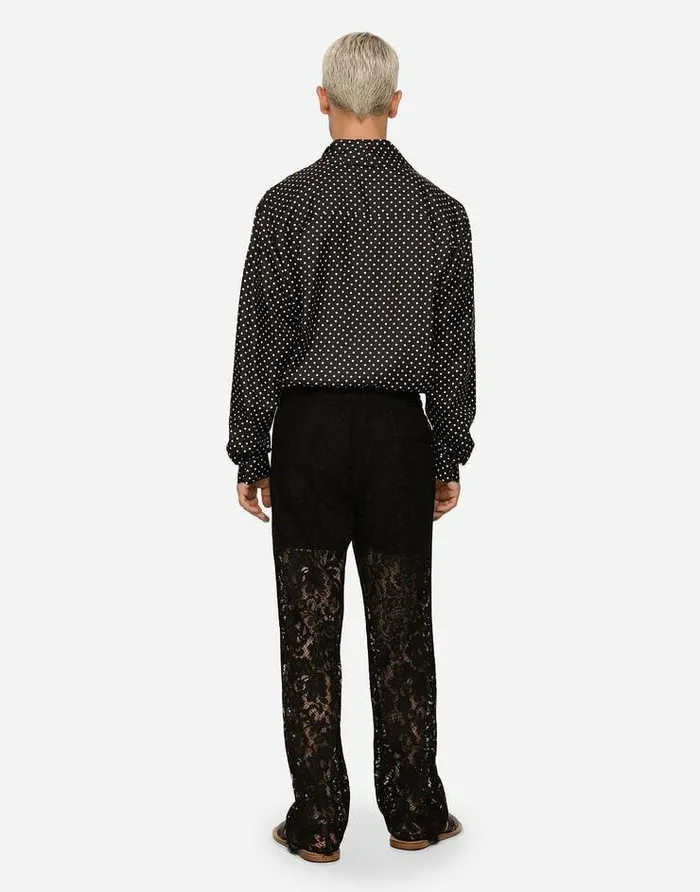 Dolce and Gabbana Trousers And Shorts Men Lace Jogging Pants Black Dolce and Gabbana Trousers And Shorts Men Lace Jogging Pants Black