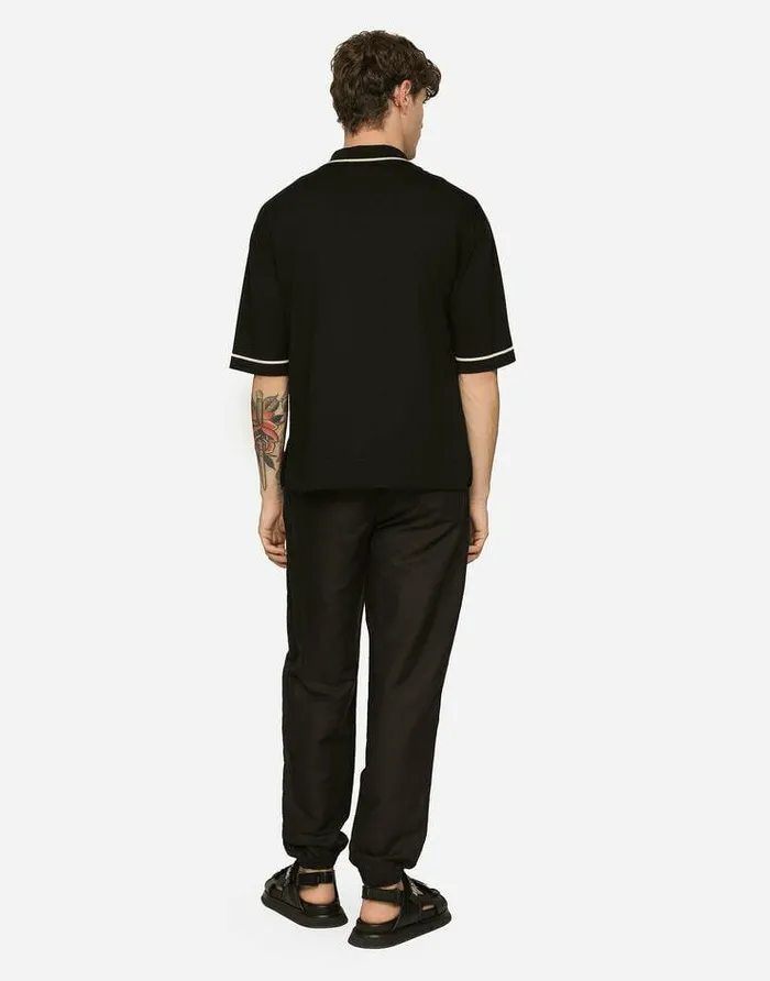 Dolce and Gabbana Trousers And Shorts Men Linen And Cotton Jogging Pants With Logo Label Black Dolce and Gabbana Trousers And Shorts Men Linen And Cotton Jogging Pants With Logo Label Black