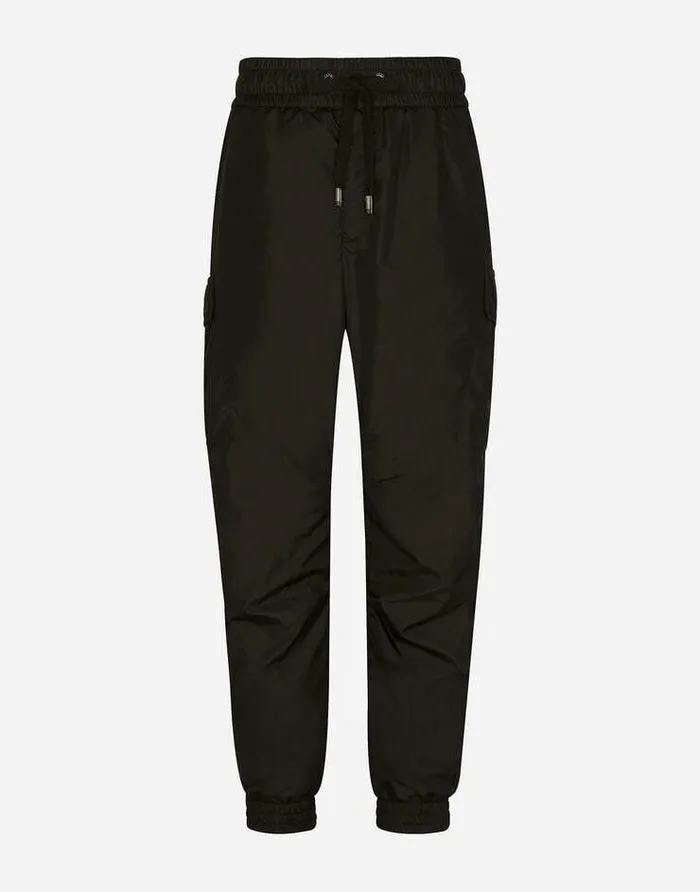 Dolce and Gabbana Trousers And Shorts Men Nylon Cargo Pants With Logo Tag Black