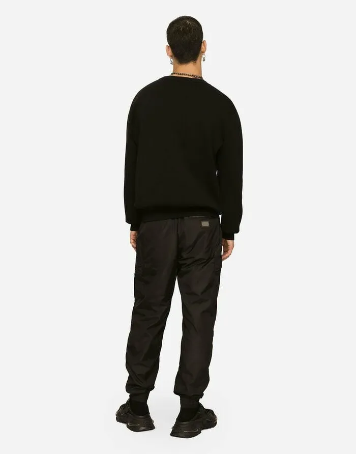 Dolce and Gabbana Trousers And Shorts Men Nylon Cargo Pants With Logo Tag Black Dolce and Gabbana Trousers And Shorts Men Nylon Cargo Pants With Logo Tag Black