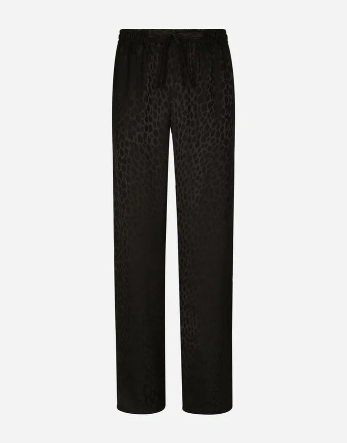 Dolce and Gabbana Trousers And Shorts Men Ocelotdesign Silk Jacquard Jogging Pants Black Dolce and Gabbana Trousers And Shorts Men Ocelotdesign Silk Jacquard Jogging Pants Black