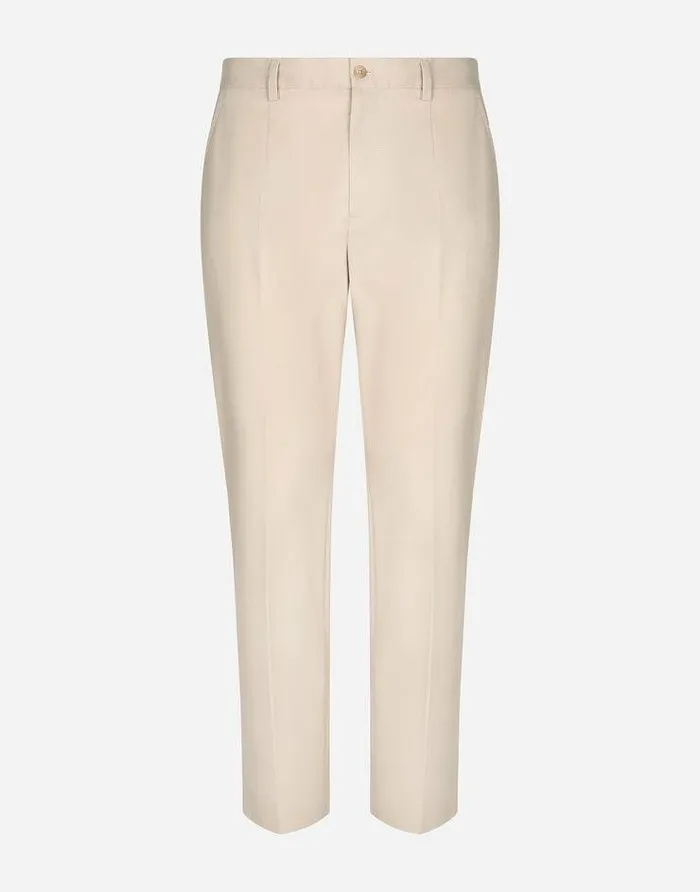 Dolce and Gabbana Trousers And Shorts Men Stretch Cotton Pants With Branded Tag Beige Dolce and Gabbana Trousers And Shorts Men Stretch Cotton Pants With Branded Tag Beige