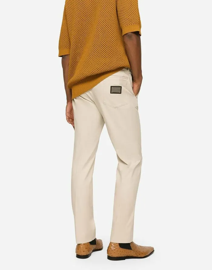 Dolce and Gabbana Trousers And Shorts Men Stretch Cotton Pants With Branded Tag Beige Dolce and Gabbana Trousers And Shorts Men Stretch Cotton Pants With Branded Tag Beige